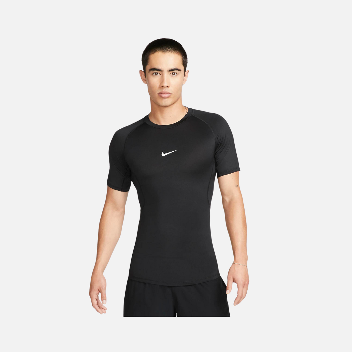 Nike Pro Men's Dri-FIT Tight Short-Sleeve Fitness Top -Black/White