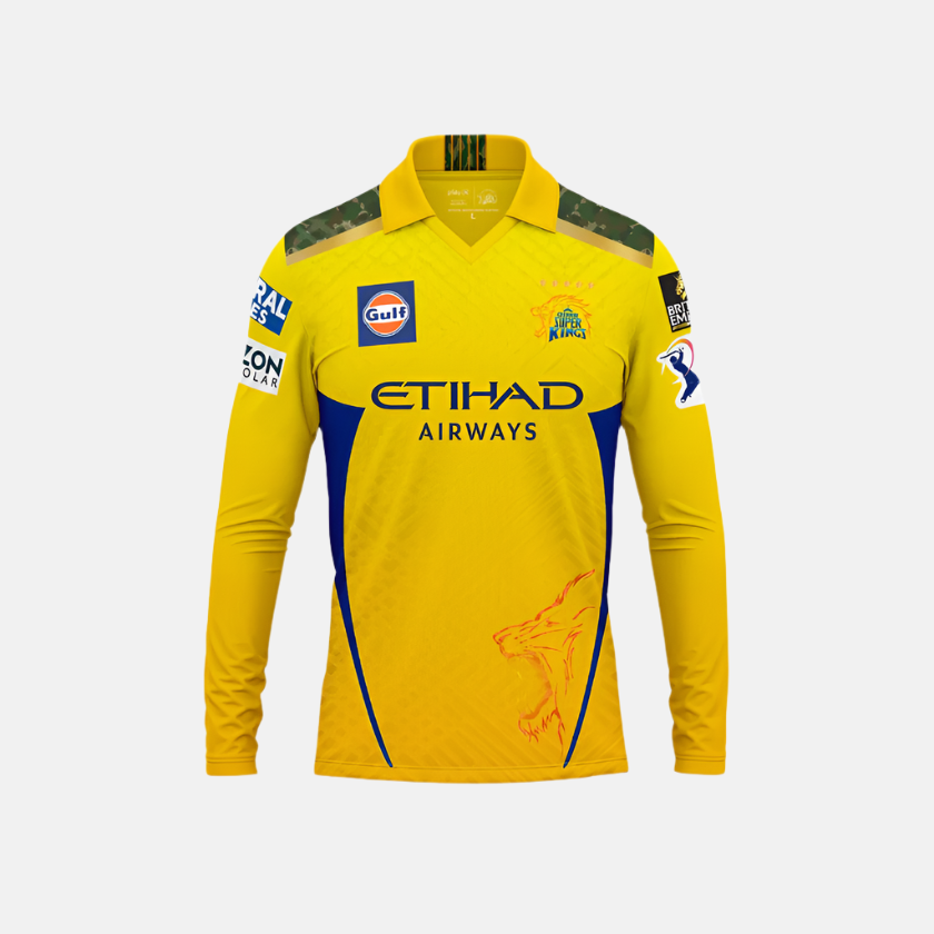 Chennai Super Kings Authentic Match Jersey IPL 2025 Adult Dhoni Long Sleeve