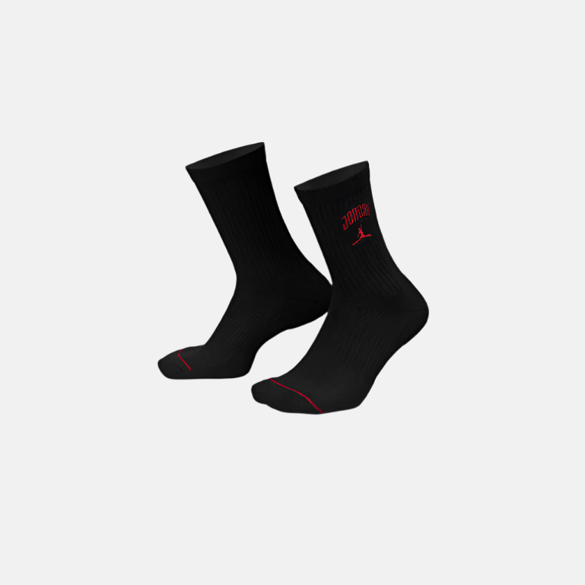Nike Jordan Everyday Crew Socks (1 Pair) BLACK/RED