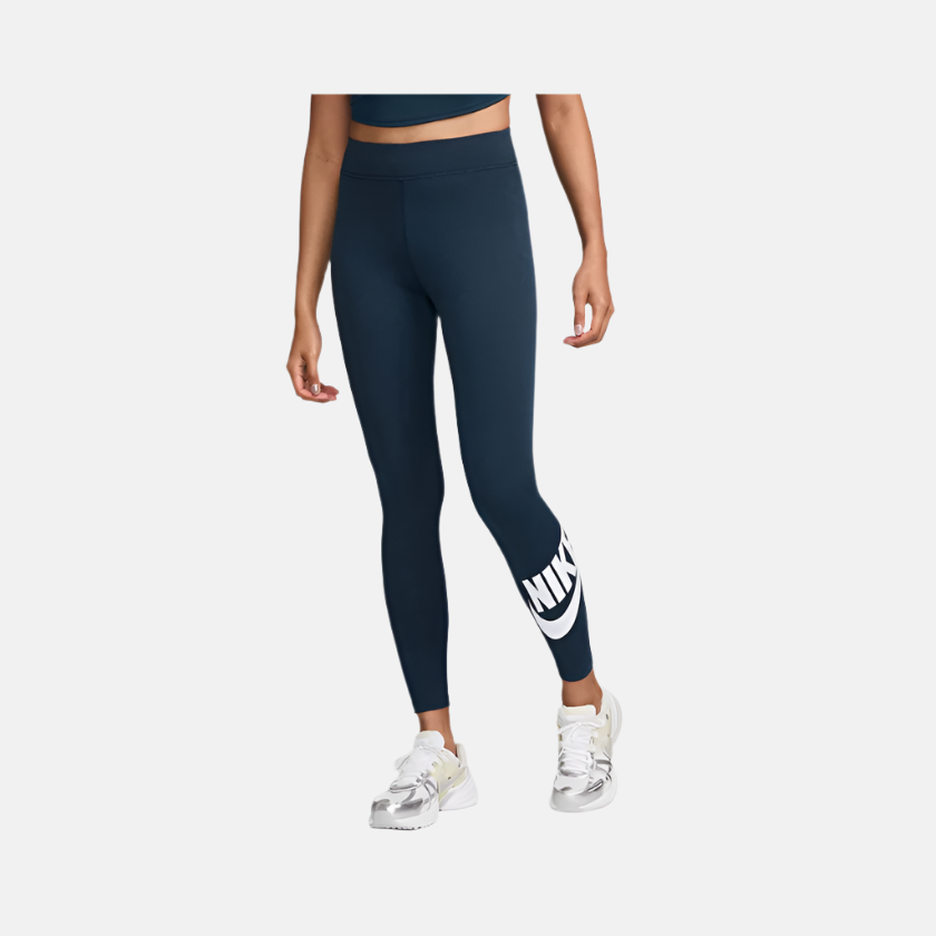 Nike Sportswear Classics High-Waisted Women's Graphic Leggings -Armoury  Navy/White