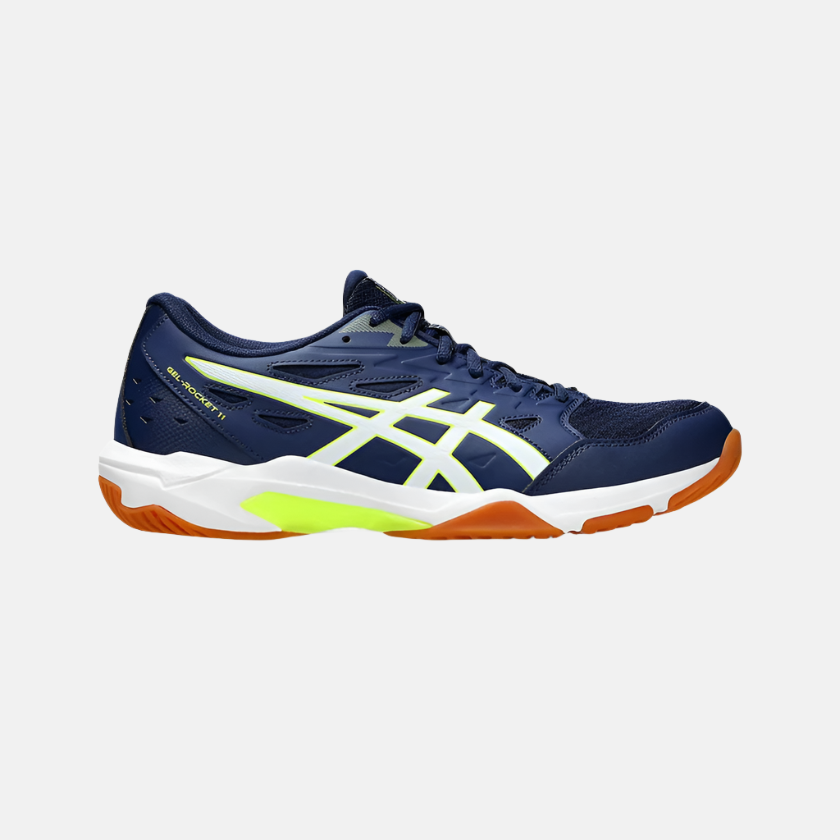 Asics GEL ROCKET 11 Men s Badminton Shoes Blue Expanse Safety Yellow Gambol