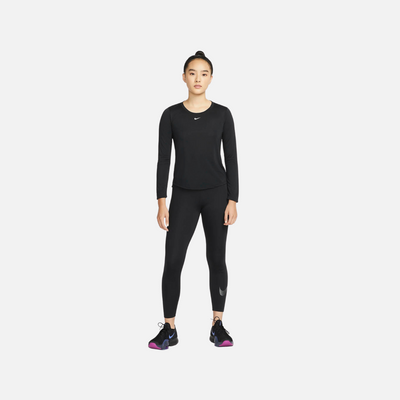 Nike Dri-FIT One Women's Standard Fit Long-Sleeve Top -Black/White