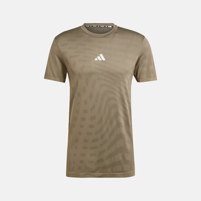 Adidas Gym Training Seamless Men s T shirt Olive Strata Shadow Olive Gambol