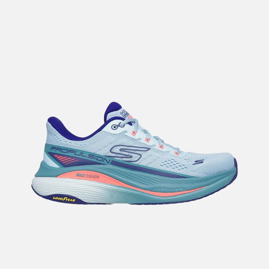 Skechers MAX CUSHIONING PROPULSION Womens Walking shoes -LIGHT BLUE/NAVY