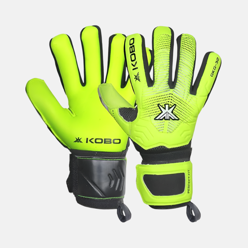 Kobo GKG 32 Football Goal Keeper Gloves Adult Neon Black Gambol