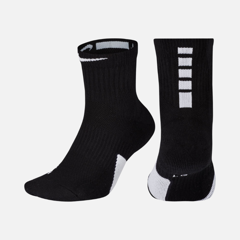 Nike Elite Mid Unisex Basketball Socks Black White White Gambol