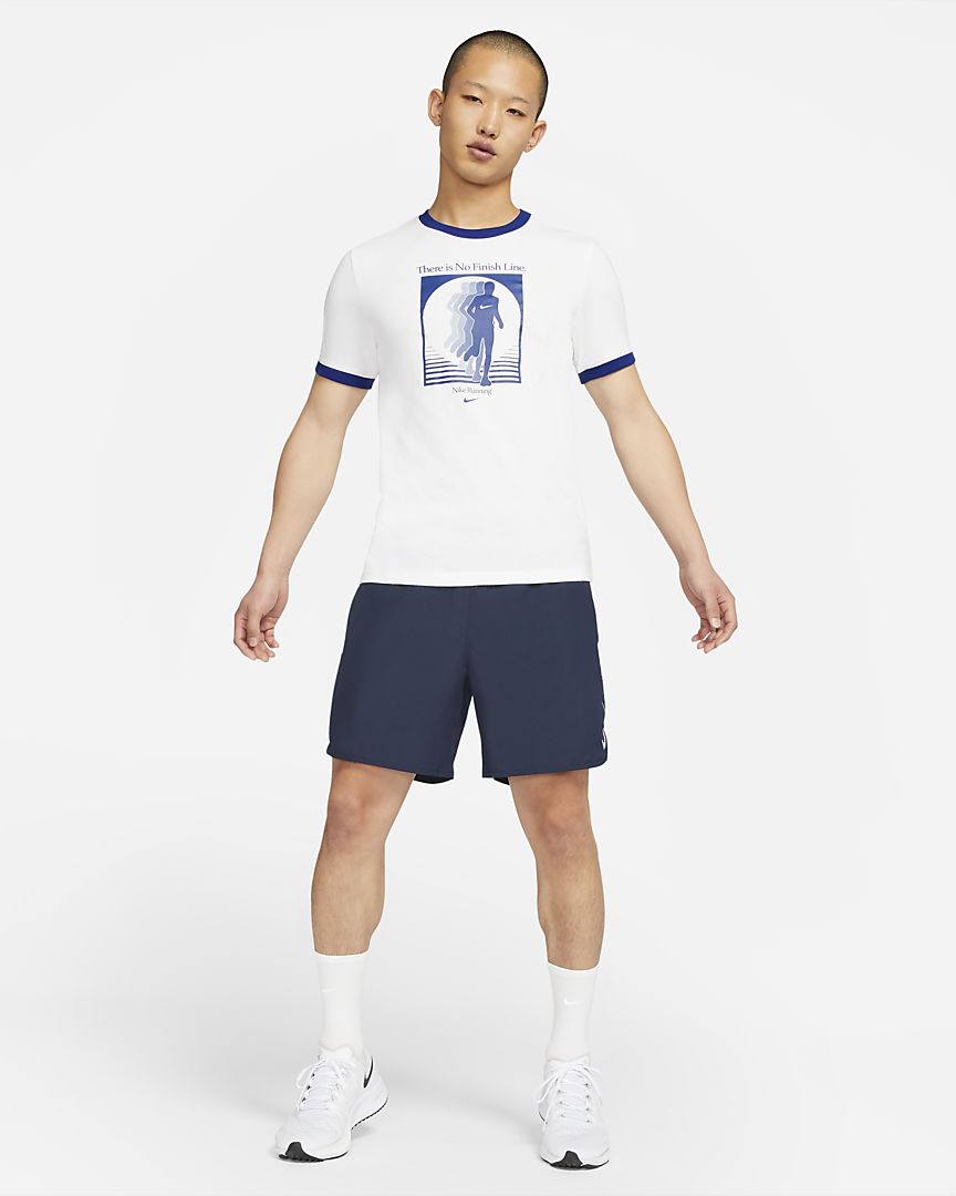 Nike Dri-Fit Mens T-shirt -White/Deep Royal Blue
