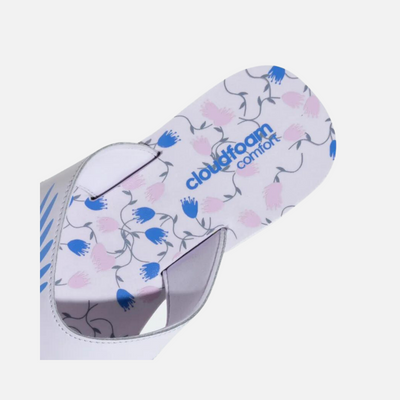 Adidas Cloudfoam Women Sportswear Slide-Silver Dawn/Silver Violet/Bliss Lilac/Blue Fusion