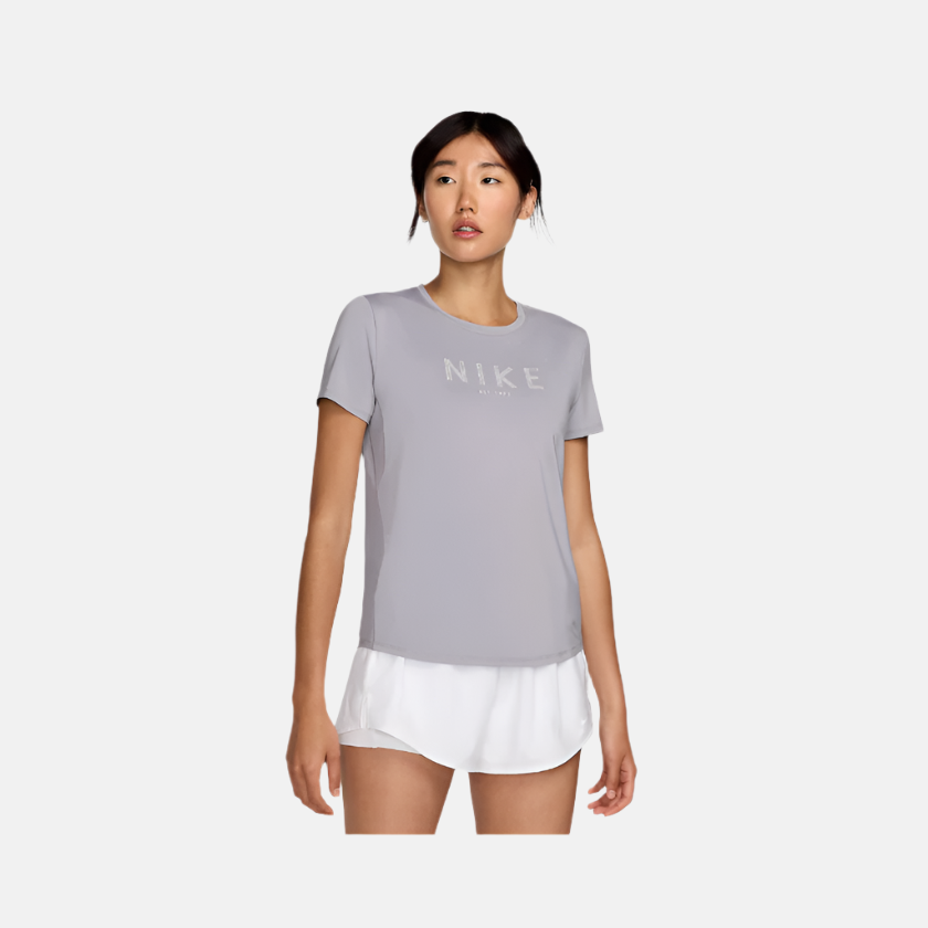 Nike One Women's Dri-FIT Short-Sleeve Top -Cement Grey/Pale Ivory/Cement Grey