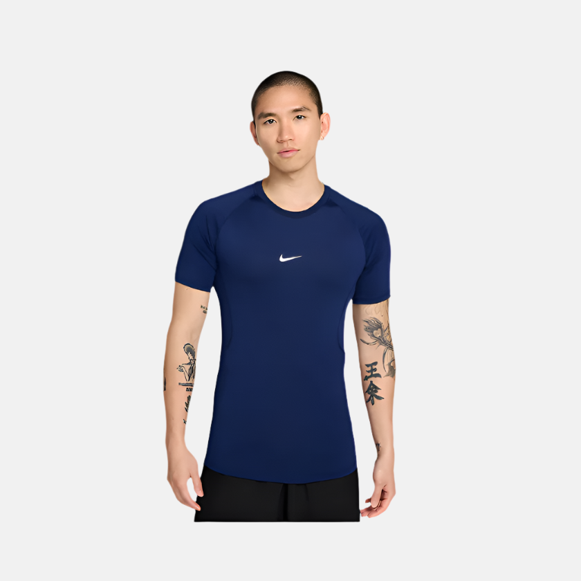 Nike Pro Dri-FIT Tight Short-Sleeve Men's Fitness T-shirt -Blue Void/White