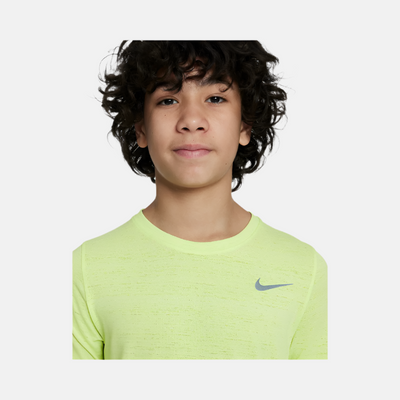 Nike Dri-FIT Miler Older Kids Boy Training Top -Light Lemon Twist