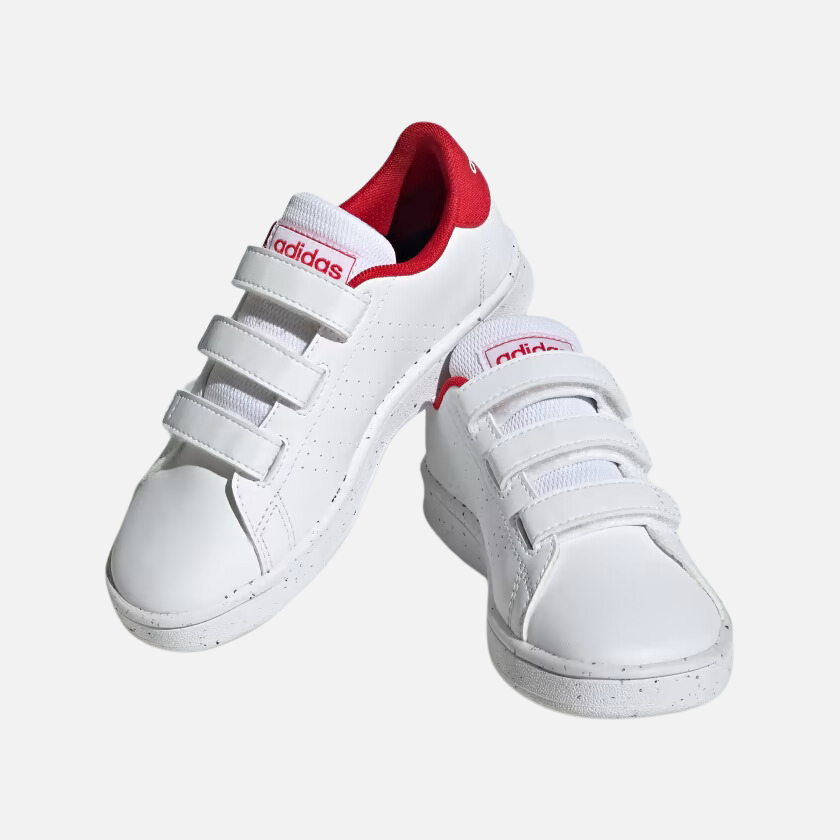 Adidas Advantages Lifestyle Court Hook And Loop Kids Unisex Shoes (4-7Year) -Cloud White/Better Scarlet