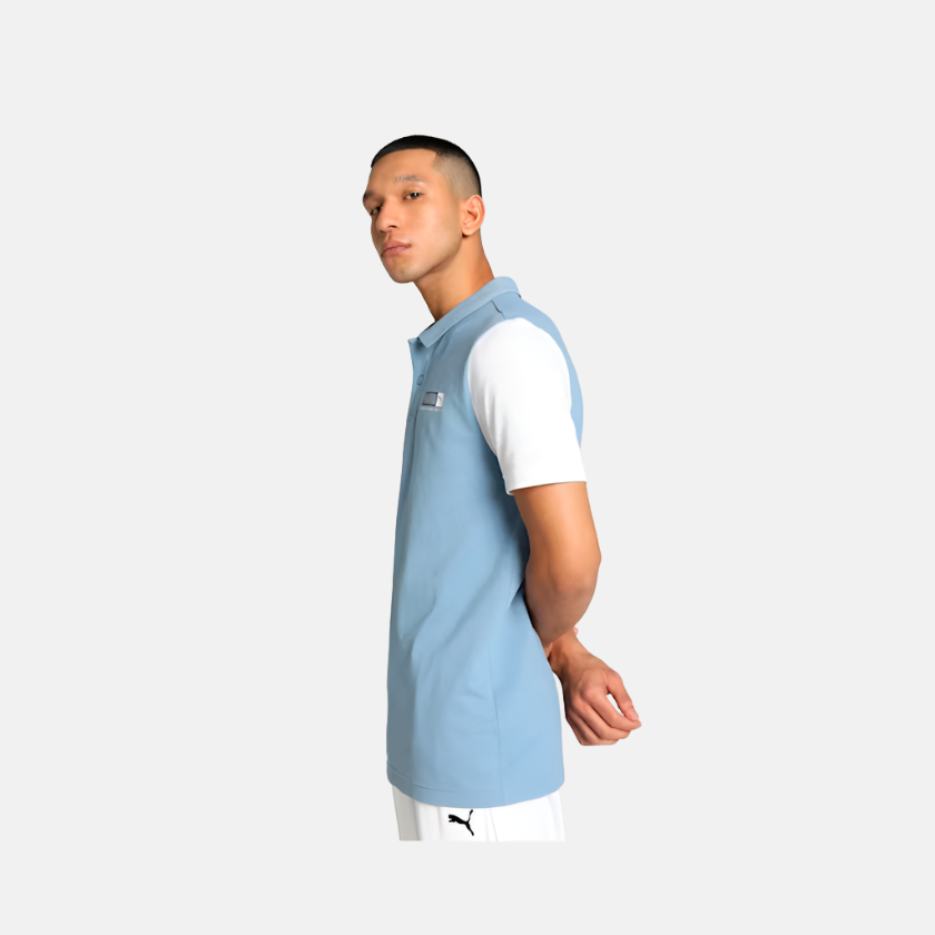 Puma Contrast Sleeve Slim Fit Men's Polo T-shirt -Zen Blue