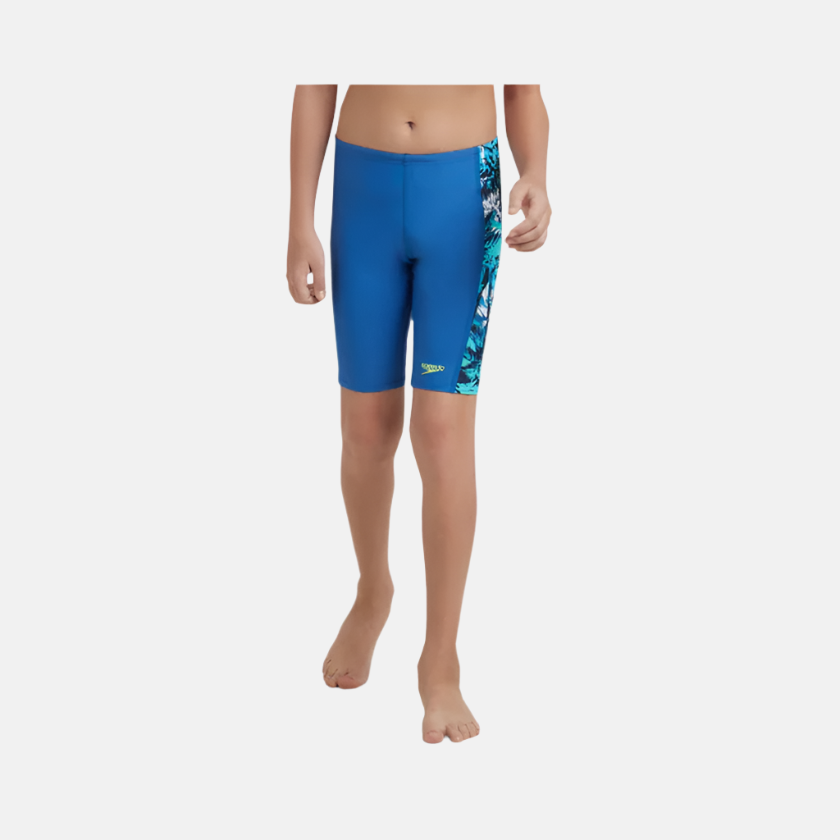 Speedo Enduraflex Side Panel Digital Print Boy's Jammer -Turkish Sea/Peacoat/Picton Blue