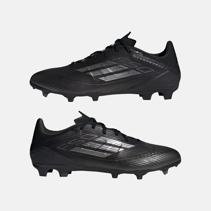 Adidas F50 League Firm/Multi-Ground Football Shoes -Core Black/Iron Metallic/Gold Metallic