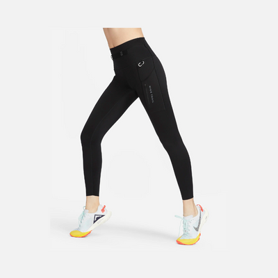 Nike Trail Go Women's Firm-Support High-Waisted 7/8 Leggings with Pockets -Black/Dark Smoke Grey