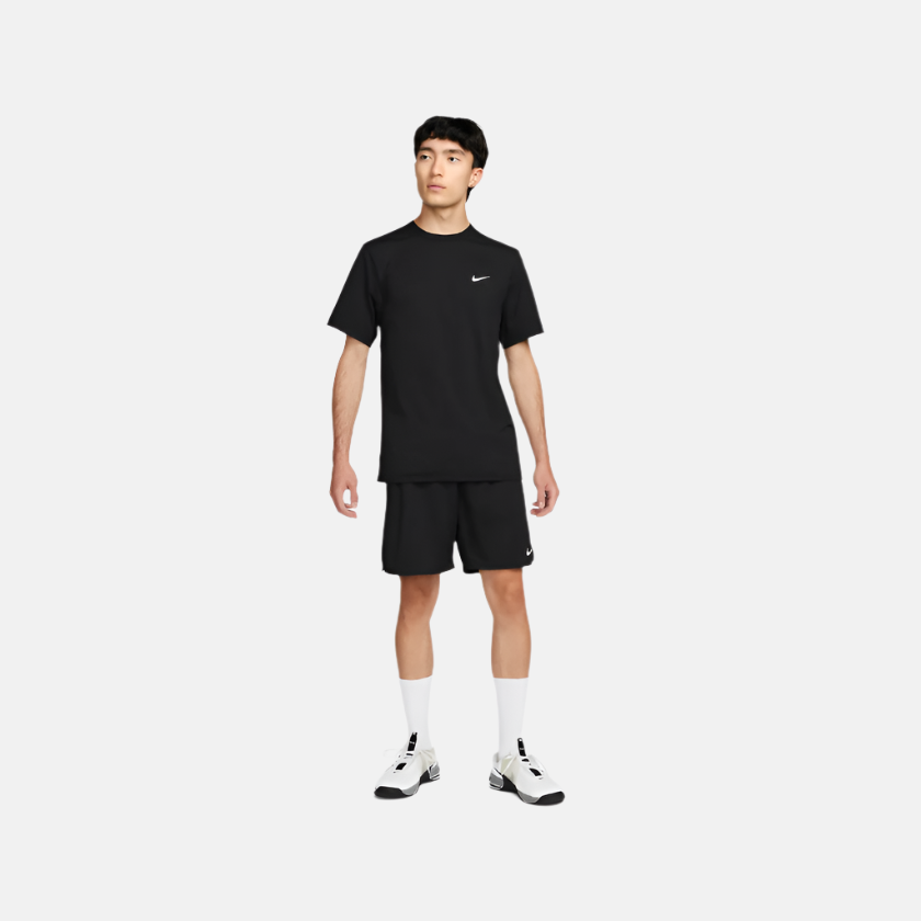 Nike Dri-FIT UV Hyverse Short-Sleeve Fitness Men's Top -Black/White