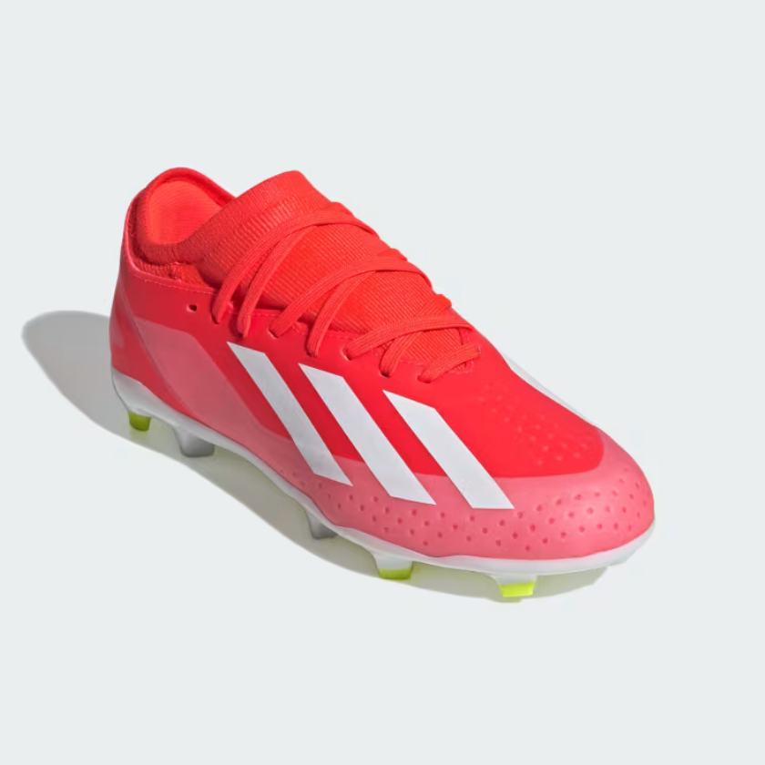 Adidas X Crazyfast League Firm Ground Fooball Kids Unisex Shoes (4-7Year) -Solar Red/Cloud White/Team Solar Yellow 2