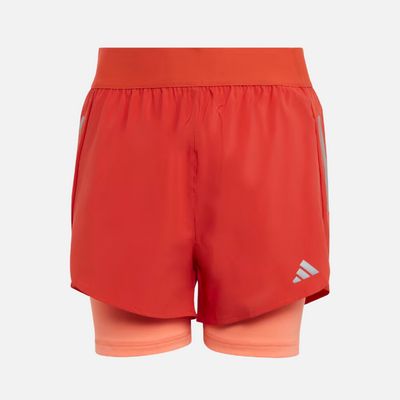 Adidas Two-in-one Aeroready Kids Woven Short (7-15 Year)-Preloved Red/Coral Fusion/Reflective Silver