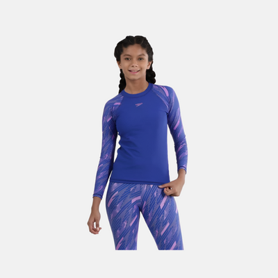 Speedo Endurance Hyperboom Kids Girl Long Sleeve Suntop -True cobalt/Sweet Purple