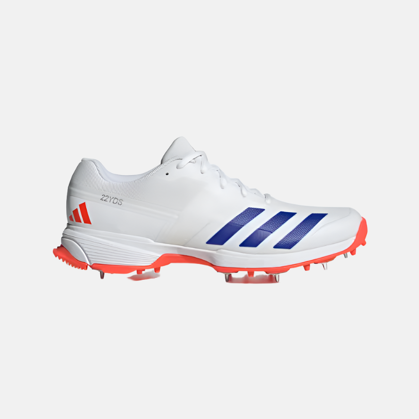 Adidas 22yds Men's Cricket Shoes -Cloud White/Lucid Blue/Solar Red