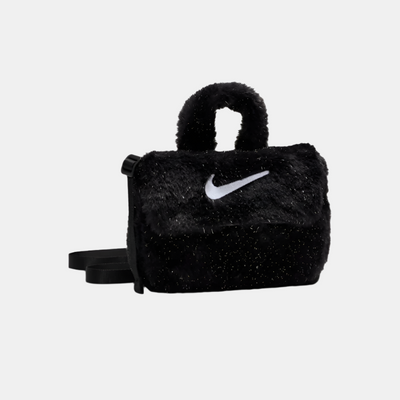 Nike Older Kids' Faux Fur Cross-Body Bag 1L -Black/Cool Grey/White