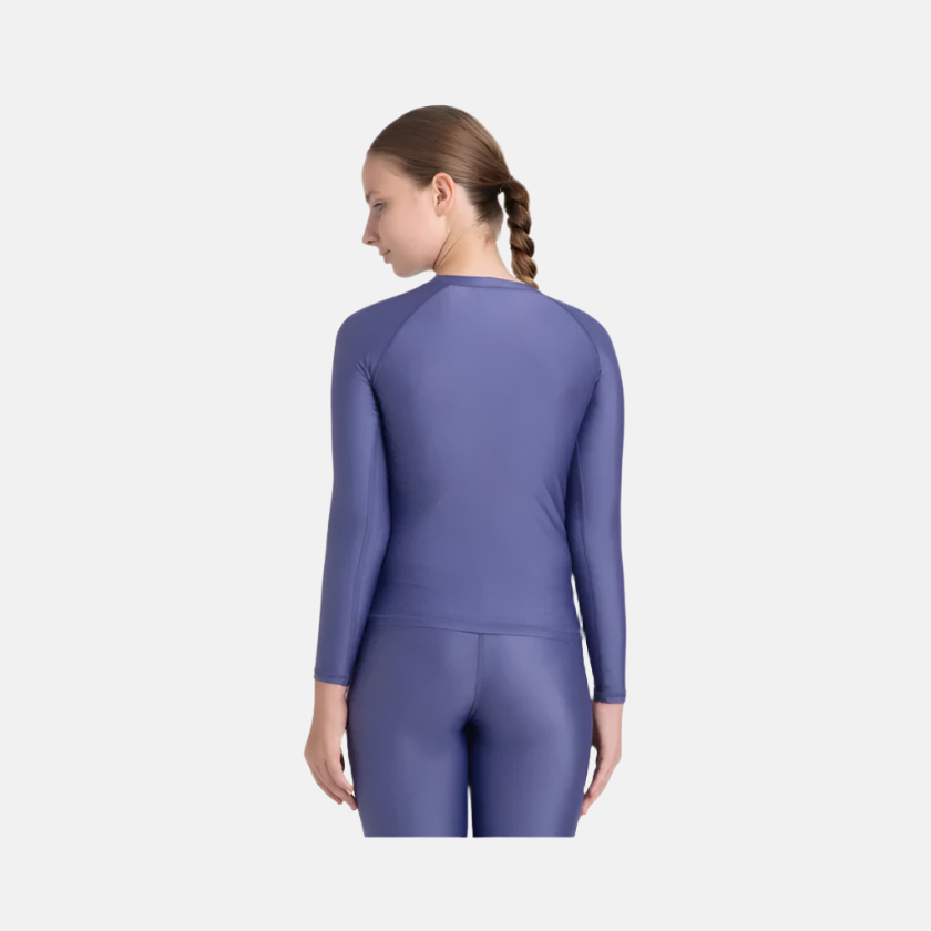 Speedo Endura Brite Long Sleeve Girl's Suntop - Hapuna Blue/Neon Violet