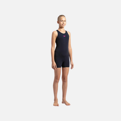 Speedo Kids Girls Essential Endurance+ Legsuit -Navy/Electric Pink