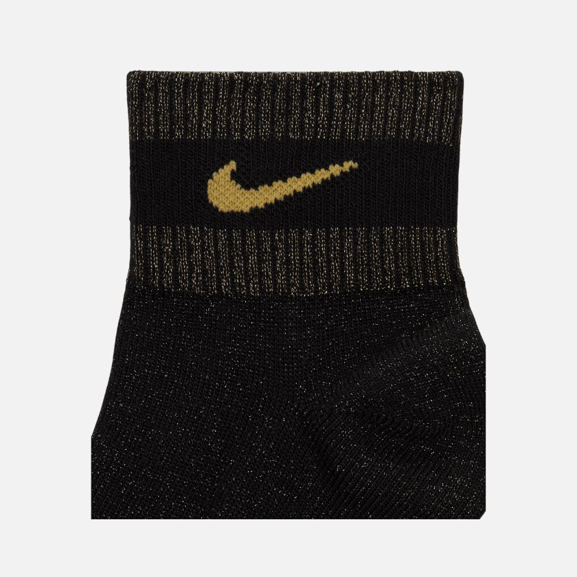Nike Everyday Essentials Metallic Ankle Socks (1 Pair) -Black/Metallic Gold/Buff Gold