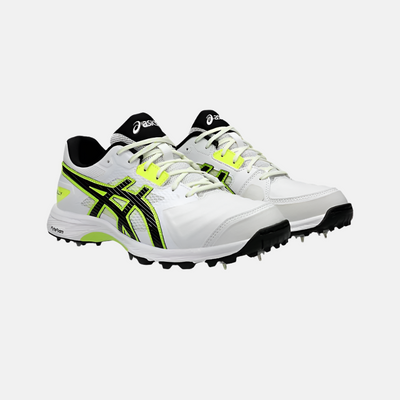 Asics GEL-GULLY 7 Men's Cricket Shoes - White/Safety Yellow