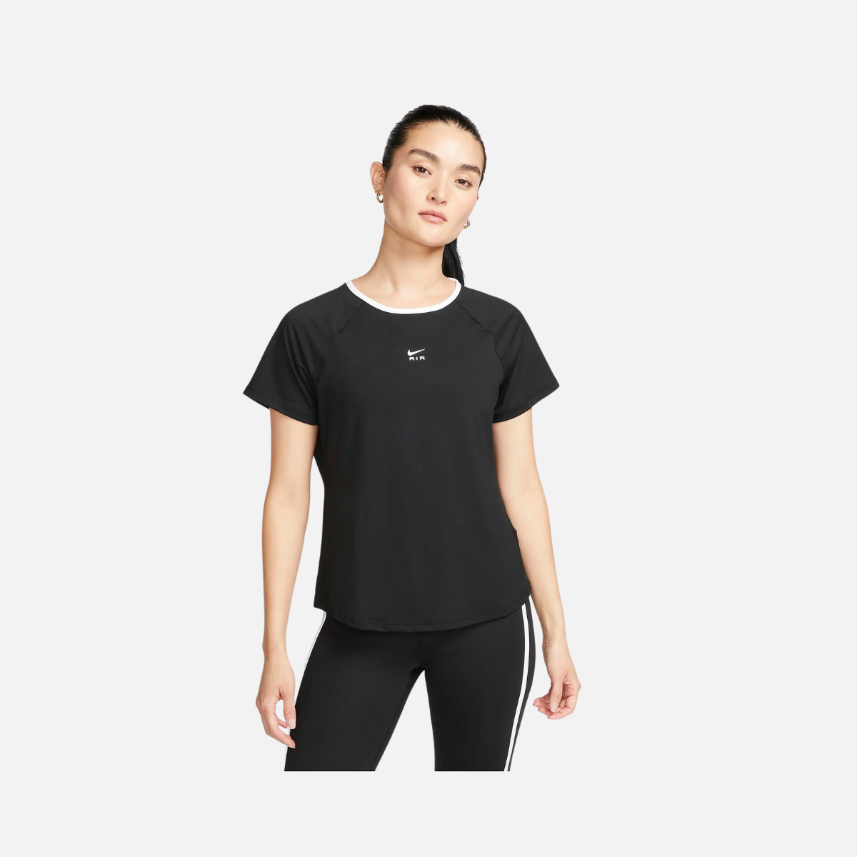 Nike Air Dri-FIT Women's Short-Sleeve Running Top -Black/White/White