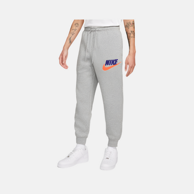 Nike Club Fleece Men's Fleece Joggers -Grey Heather/Light Smoke Grey/Safety Orange