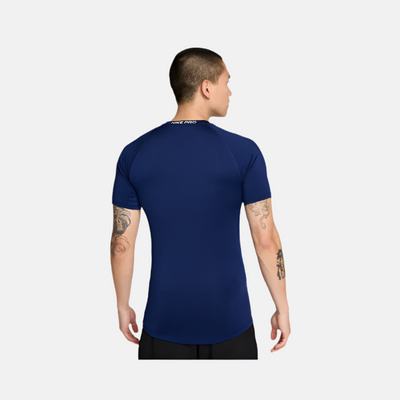 Nike Pro Dri-FIT Tight Short-Sleeve Men's Fitness T-shirt -Blue Void/White