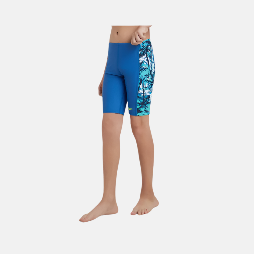 Speedo Enduraflex Side Panel Digital Print Boy's Jammer -Turkish Sea/Peacoat/Picton Blue