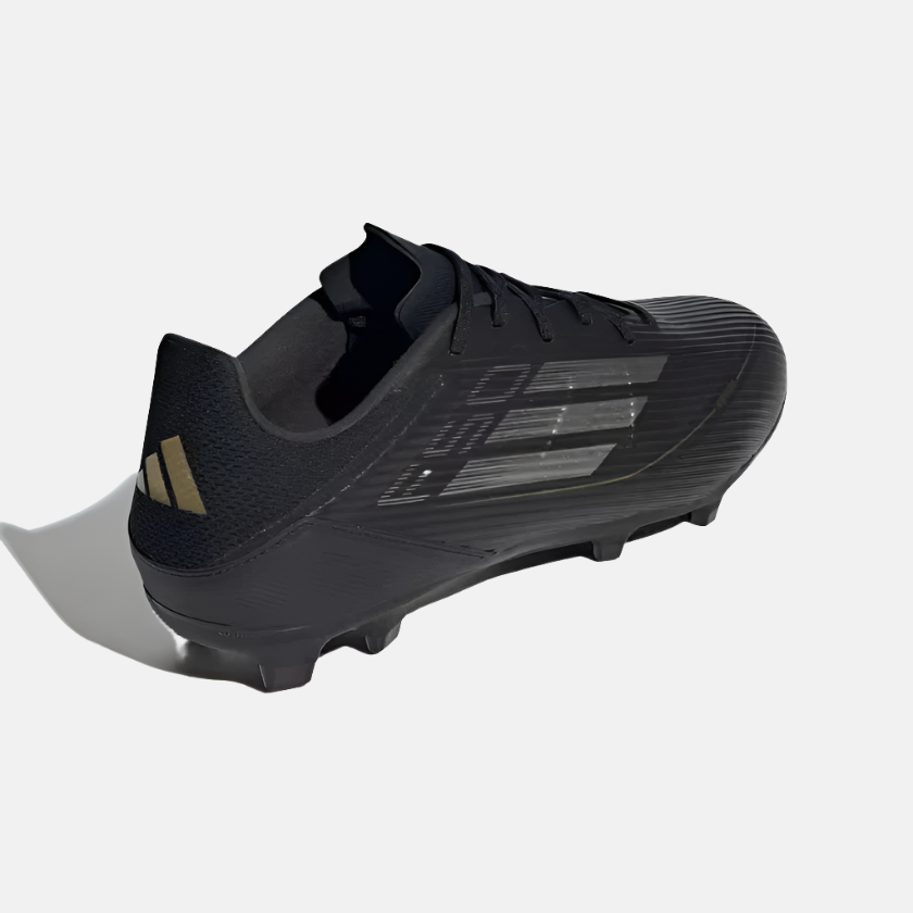 Adidas F50 League Firm/Multi-Ground Football Shoes -Core Black/Iron Metallic/Gold Metallic