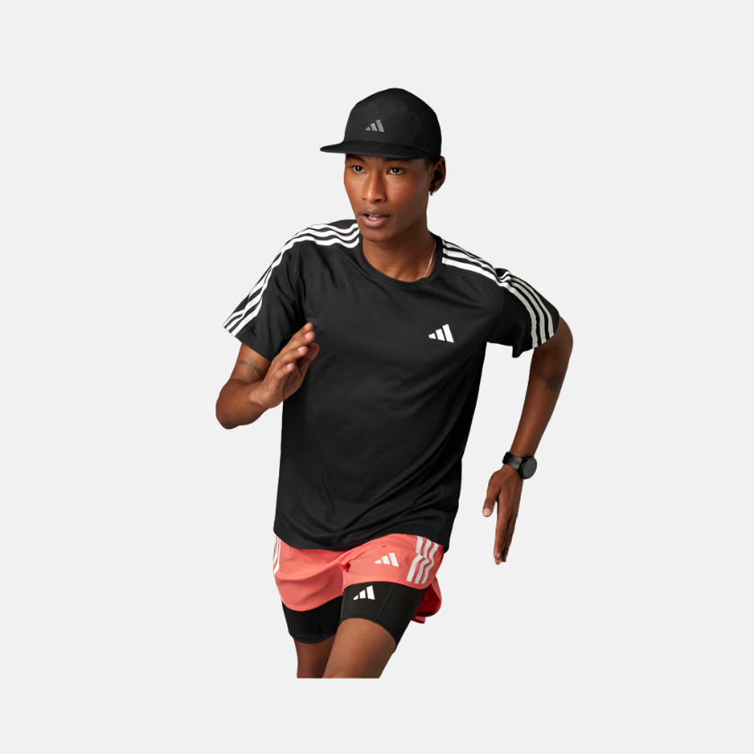 Adidas Own The Run 3 Stripes Men's Running T-shirt -Black
