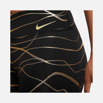 Nike Fast Icon Clash Women's Mid-Rise Running Leggings -Black/Metallic Gold