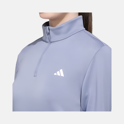 Adidas Hyperglam Quarter-Zip Women's Training Track Top -Silver Violet/White