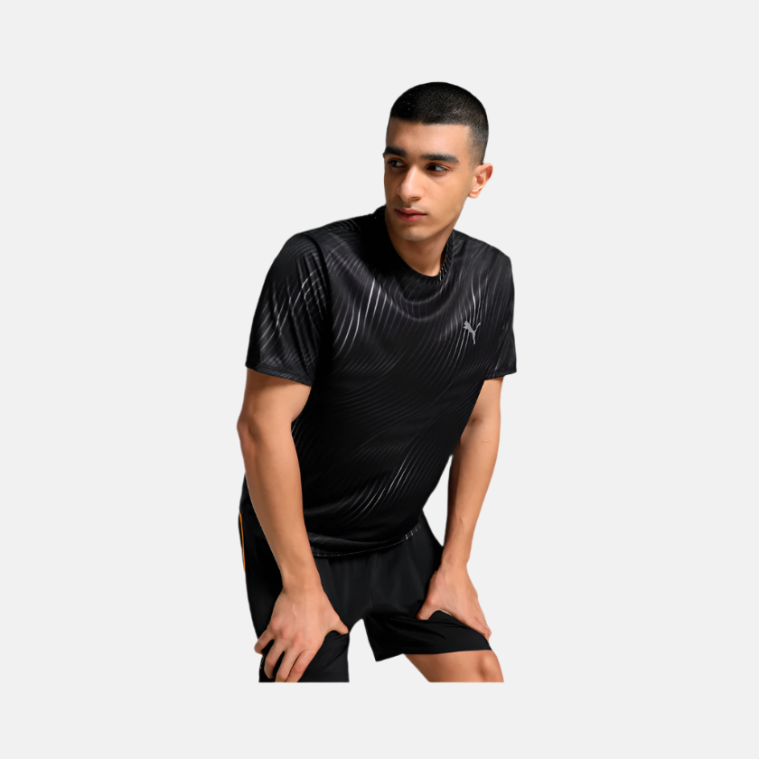 Puma Run Favorite Printed Men's Short Sleeve Running T-shirt -Black/Q3 Print