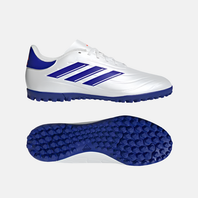 Adidas Copa Pure 2 Club Unisex Turf Football Shoes - Cloud White/Lucid Blue/Solar Red