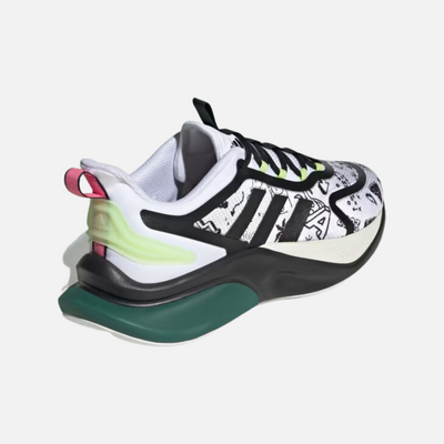 Adidas Alphabounce+ Men's Lifestyle Shoes -Cloud White/Core Black/Collegiate Green
