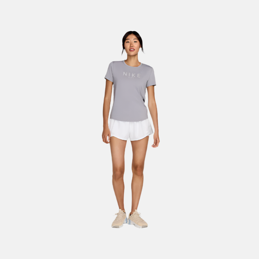 Nike One Women's Dri-FIT Short-Sleeve Top -Cement Grey/Pale Ivory/Cement Grey