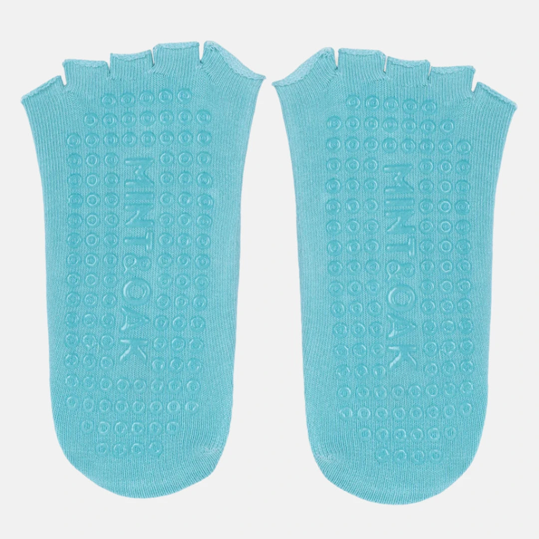 Pilates Open Toe Women's Socks Free Size -Light Blue/Black