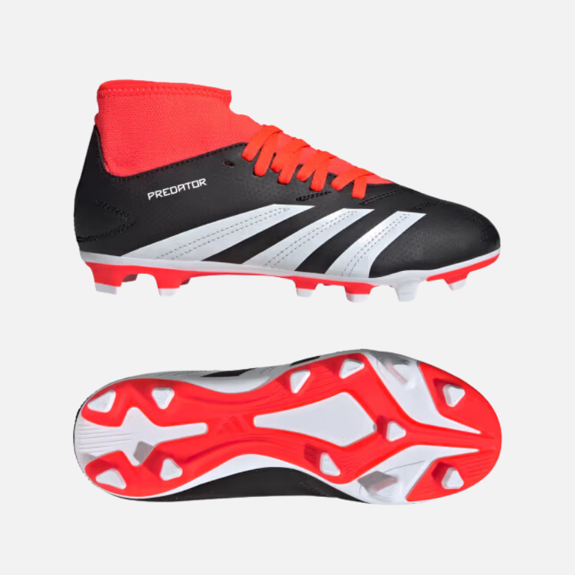 Adidas Predator Club Sock Flexible Groung Kids Unisex Football Shoes (4-16Year) -Core Black/Cloud White/Solar Red