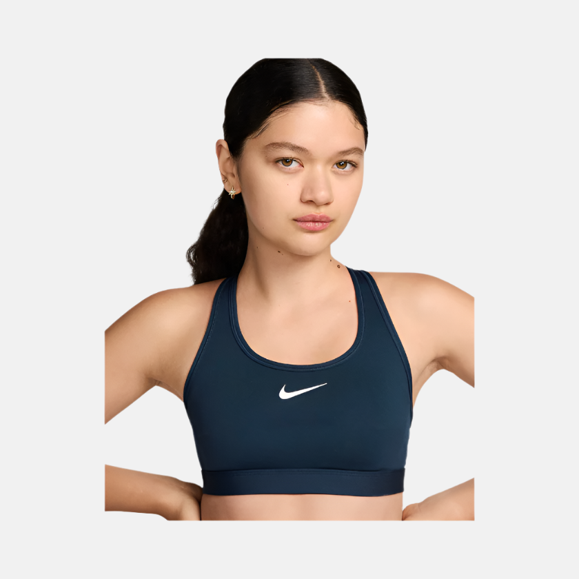 Nike Swoosh Medium-Support Padded Women's Sports Bra -Armoury Navy/White