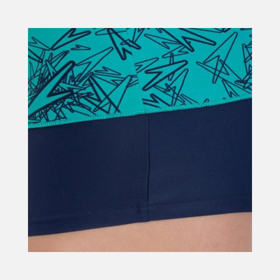 Speedo Allover Print Racerback Women's Swimdress -Jade/Navy