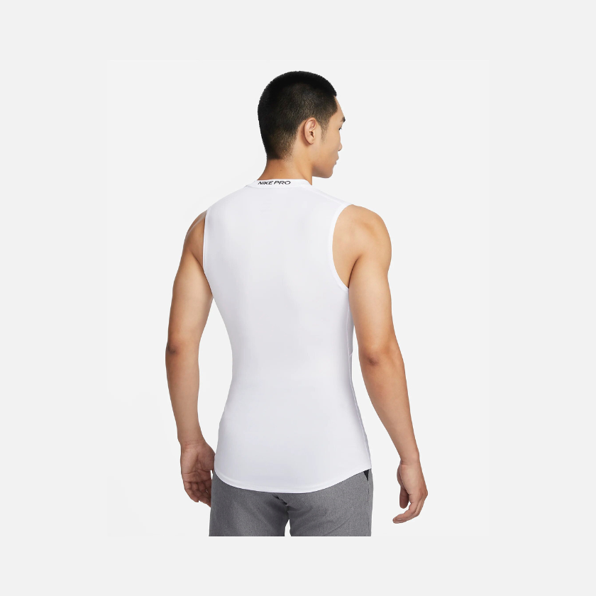 Nike Pro Men's Dri-FIT Tight Sleeveless Fitness Top -White/Black