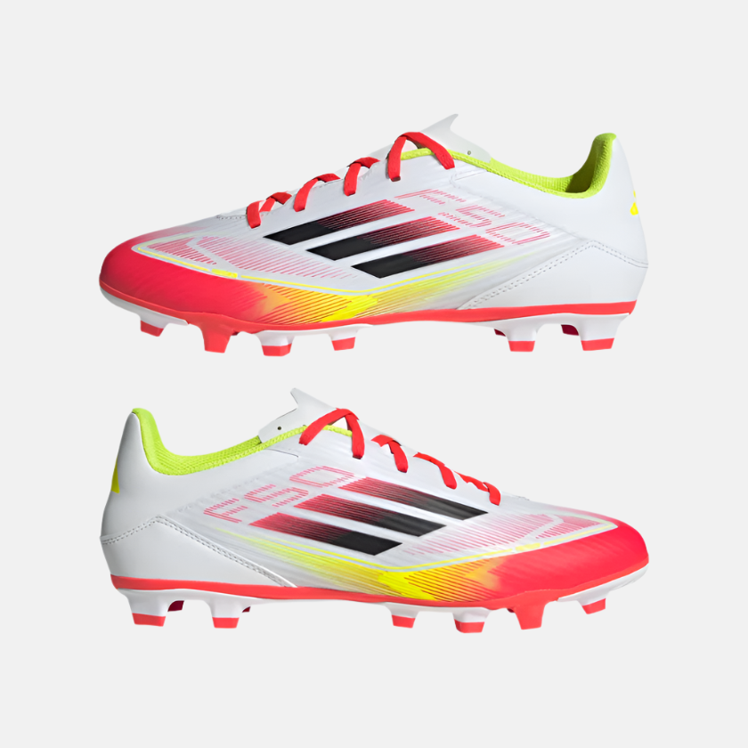 Adidas F50 Club Firm/Multi-Ground Football Shoes -Cloud White/Core Black/Solar Yellow