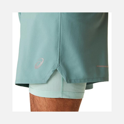 Asics Road 2in1 7inch Men's Running Shorts - Celadon/Light Celadon