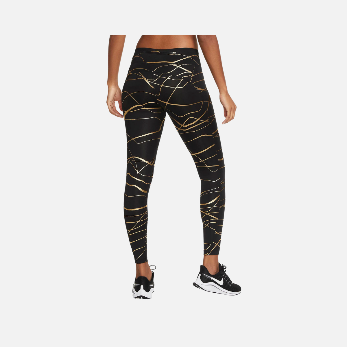 Nike Fast Icon Clash Women's Mid-Rise Running Leggings -Black/Metallic Gold